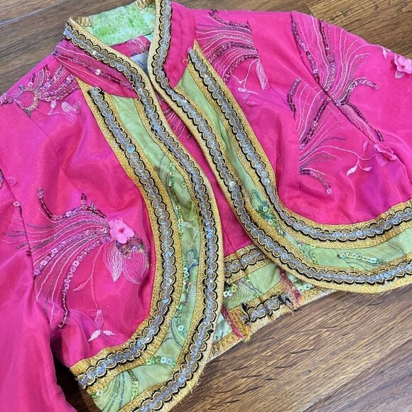 Vintage cropped embroidered embellished kimono jacket - Picture 2 of 6